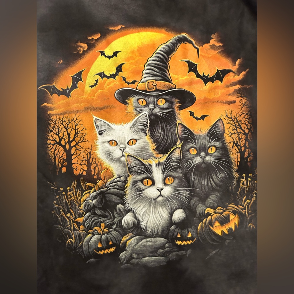 MAD Engine Halloween Moon Cat Tee - Picture 2 of 4